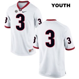 Youth Georgia Bulldogs NCAA #3 Roquan Smith Nike Stitched White Authentic No Name College Football Jersey VUH5154LW